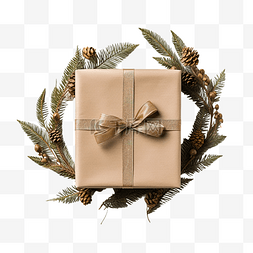 清油包装图片_带花环和标签的包装圣诞礼物的顶