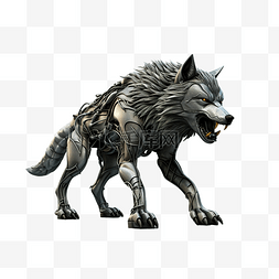狼在 3D 渲染中用于图形资产 Web 演