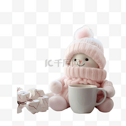 冬日早晨图片_窗边的手工娃娃和棉花糖