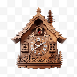 简单的圣诞图片_圣诞棕色木制布谷鸟钟