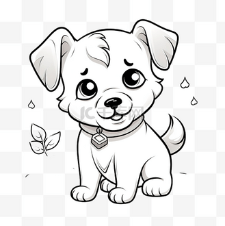狗卡通动物涂鸦卡哇伊动漫着色页可爱插图剪贴画人物