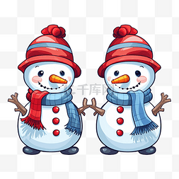 儿童玩雪图片_找到两个相同的圣诞雪人