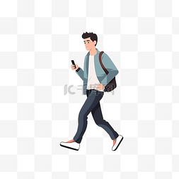 智能头像图片_具有智能手机行走特征的男人
