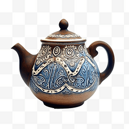 蓝色交杯酒插画图片_蓝色和棕色茶壶