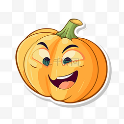 橙色南瓜微笑贴纸，有眼睛和嘴巴