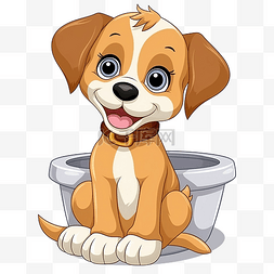 洗手卡通人物图片_厕所里的狗动物卡通人物