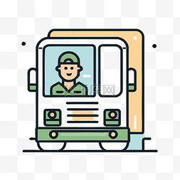 卡车线条图片_卡车送货员的线条图标 向量