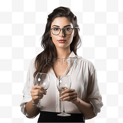 女性工人图片_拿着眼镜的姿势