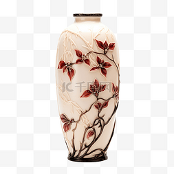 艺术玻璃艺术品图片_美观的花枝和叶子花瓶