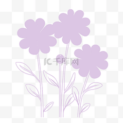 白色背景轮廓草图上紫色的三朵雏
