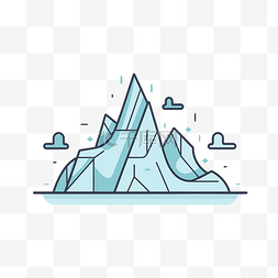 线条图标和冰山的北极熊平面设计
