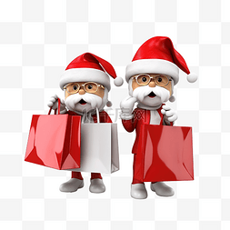 3d 员工正在购物人物插画新年圣诞