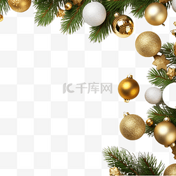 礼品盒子边框图片_圣诞边框与冷杉的枝条