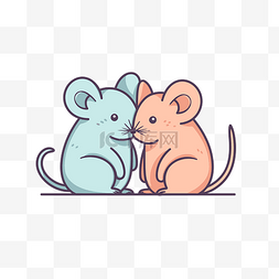 可爱老鼠情侣接吻插画 向量