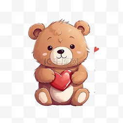 与熊拥抱图片_可爱的熊与心