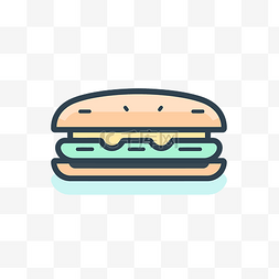 汉堡包设计与奶酪扁线平面图标 