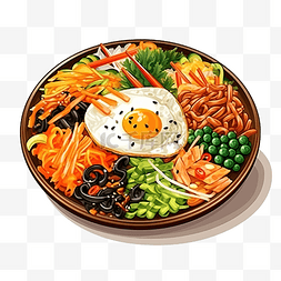 韩国拌饭国民美食插画