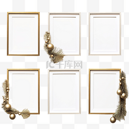金色禮盒图片_带圣诞装饰品的木制框架模型
