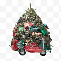 工地绿网图片_圣诞树被包装在网中，以便在街头