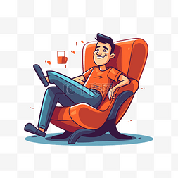 人物休闲卡通图片_坐在椅子上的休闲剪贴画卡通人物
