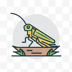 蟋蟀插图图片_带有蚱蜢图像的图标 向量