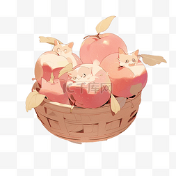 樱桃粉背景图片_篮子里的粉红苹果