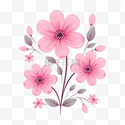 毛茸茸的狐狸图片_可愛的粉紅色花朵插畫