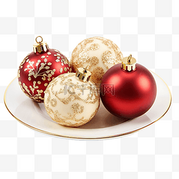 青海塔尔寺图片_盘子上的红色和金色圣诞球