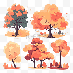 树木贴纸图片_秋天的树木 向量