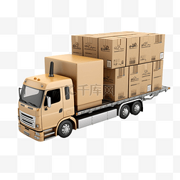 运送包裹图片_3d 纸板箱卡车从笔记本电脑或 3d 
