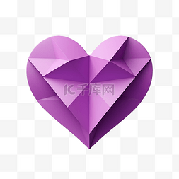 紫色纸心 PNG 纸心情人节