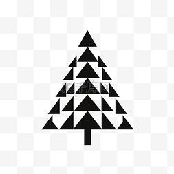 圣诞树白色剪影图片_几何圣诞树素描剪影极简主义简单
