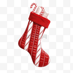 圣诞袜红色图片_红色圣诞袜与拐杖糖