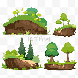 树木和植物图片_树林剪贴画各种绿色的山丘与树木
