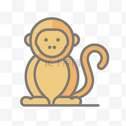 坐猴子图片_坐着的猴子图标 向量