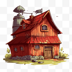 谷仓的衣服图片_一个小红房子的谷仓剪贴画卡通风