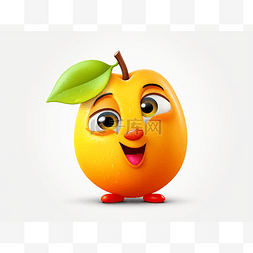带叶子的橙子的可爱卡通人物