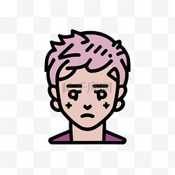 紫色头发的角色头像 向量