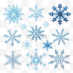 冬天卡通下雪图片_美丽的蓝色雪花冰冻的水晶雪花剪