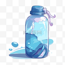 水瓶剪贴画 蓝色杯子卡通中装有