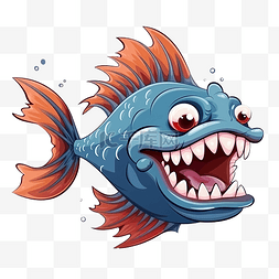 海洋活鱼图片_卡通钓鱼鱼海洋动物插画