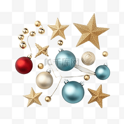 方形蓝色装饰图片_蓝色金色和红色装饰的圣诞组合物