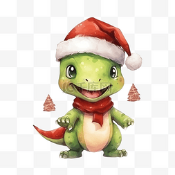 水恐龙图片_可爱的恐龙圣诞快乐与水彩插图集
