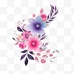 花与彩色粉紫色风格元素装饰