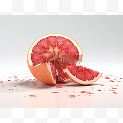 表面上图片_将柚子切成两半并放在表面上