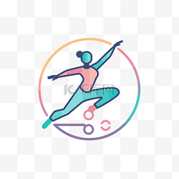 人物运动标志图片_带有跳跃和慢跑人物的圆形标志 