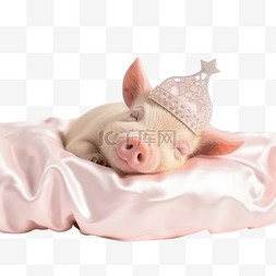 猪卡通形象图片_猪公主睡在枕头上