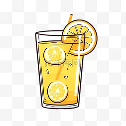 冰的果汁图片_一杯带有柠檬插图的果汁，风格简