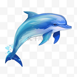 飞跃滑行图片_蓝色海豚海洋动物插画