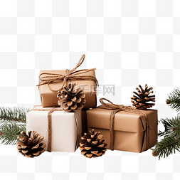 圣诞優惠券图片_圣诞礼品盒工艺纸松果杜松肉桂装